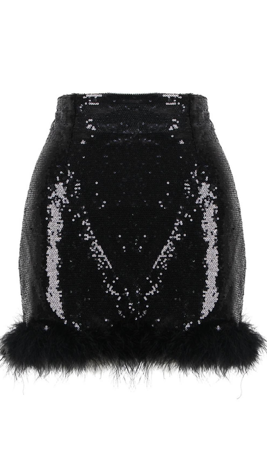 MINIGONNA CON PIUME E PAILLETTES