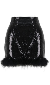 SEQUIN FEATHER MINI SKIRT