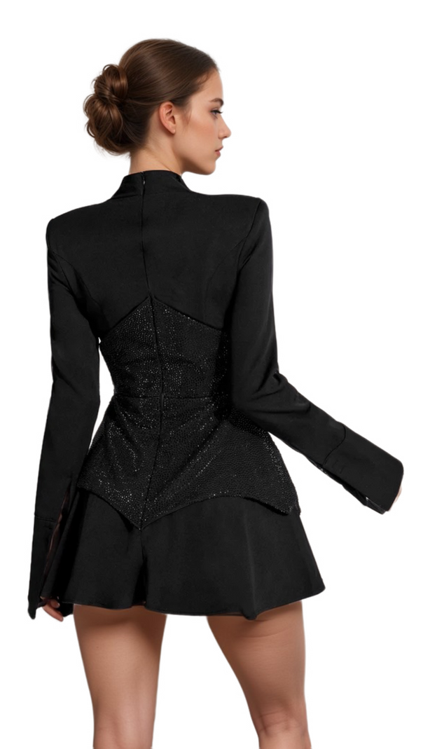 AIIZIE ATHENA KEILANI BLACK LONG SLEEVE MINI BODYSUIT - product image