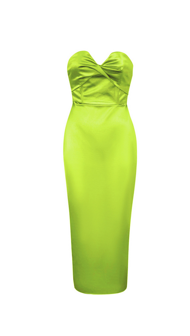 AIIZIE BACKLESS SPLIT TWIST-FRONT BODYCON MIDI DRESS IN PALE GREEN - product image