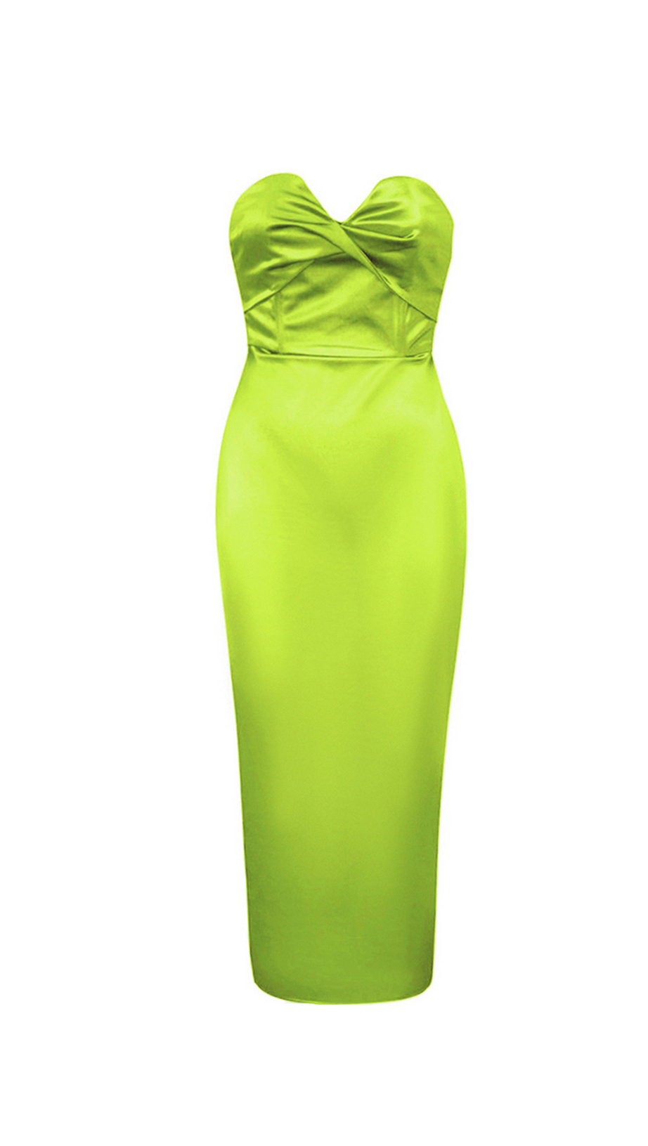 BACKLESS SPLIT TWIST-FRONT BODYCON MIDI DRESS IN PALE GREEN