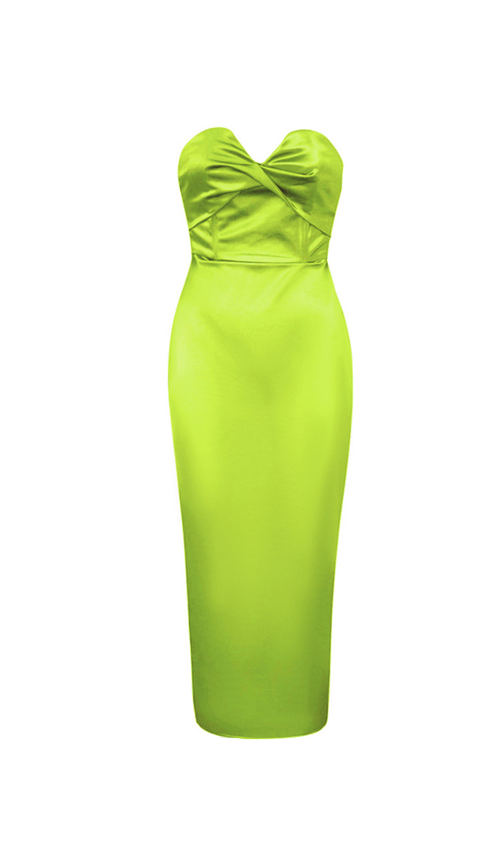 BACKLESS SPLIT TWIST-FRONT BODYCON MIDI DRESS IN PALE GREEN