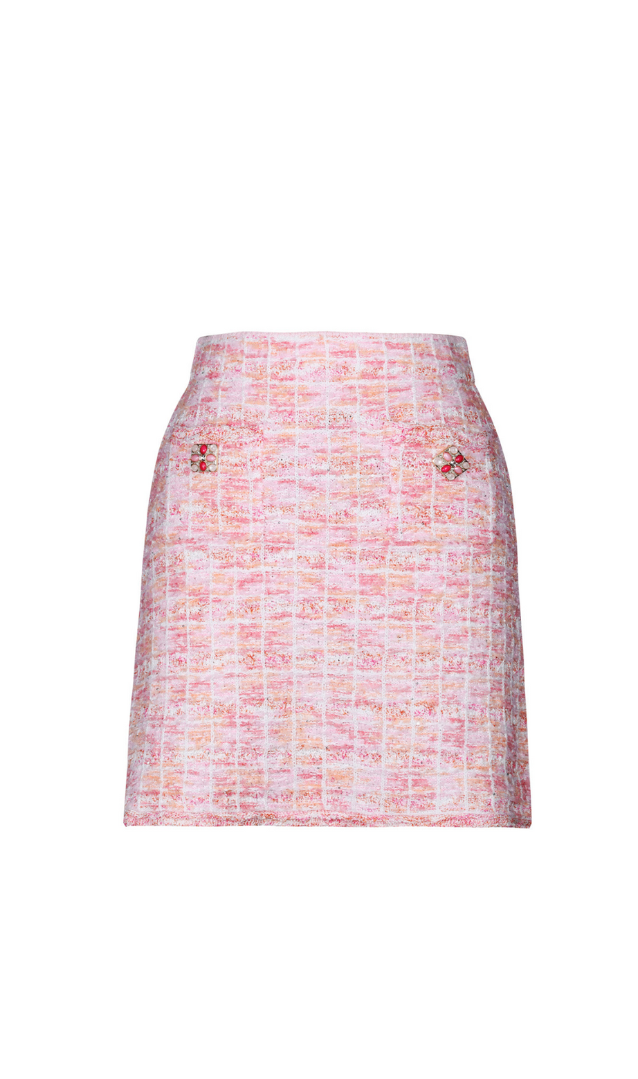 Gonna in maglia a quadri rosa