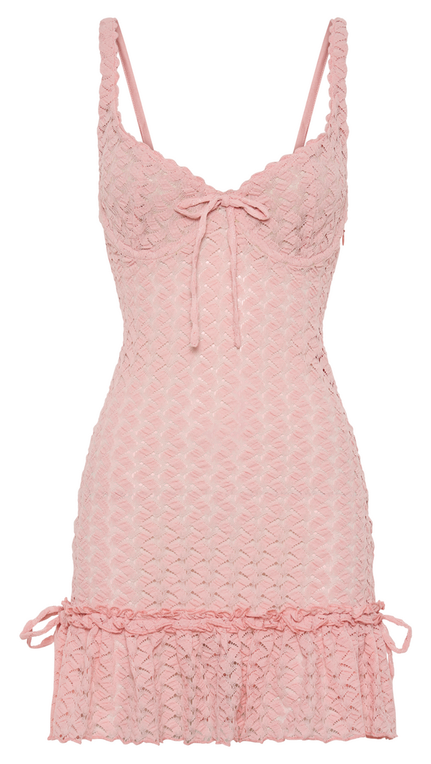 AIIZIE MARIETTA CUPPED LACE MINI DRESS - FAIRY FLOSS PINK - product image