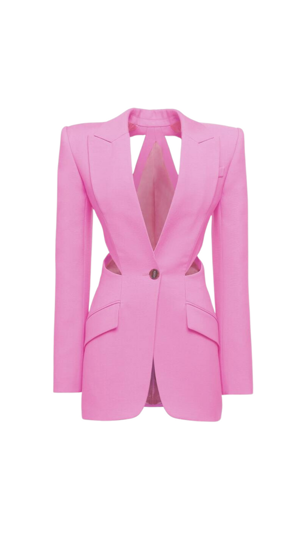 AIIZIE SLASHED SINGLE-BREASTED JACKET SUIT IN PINK - product image