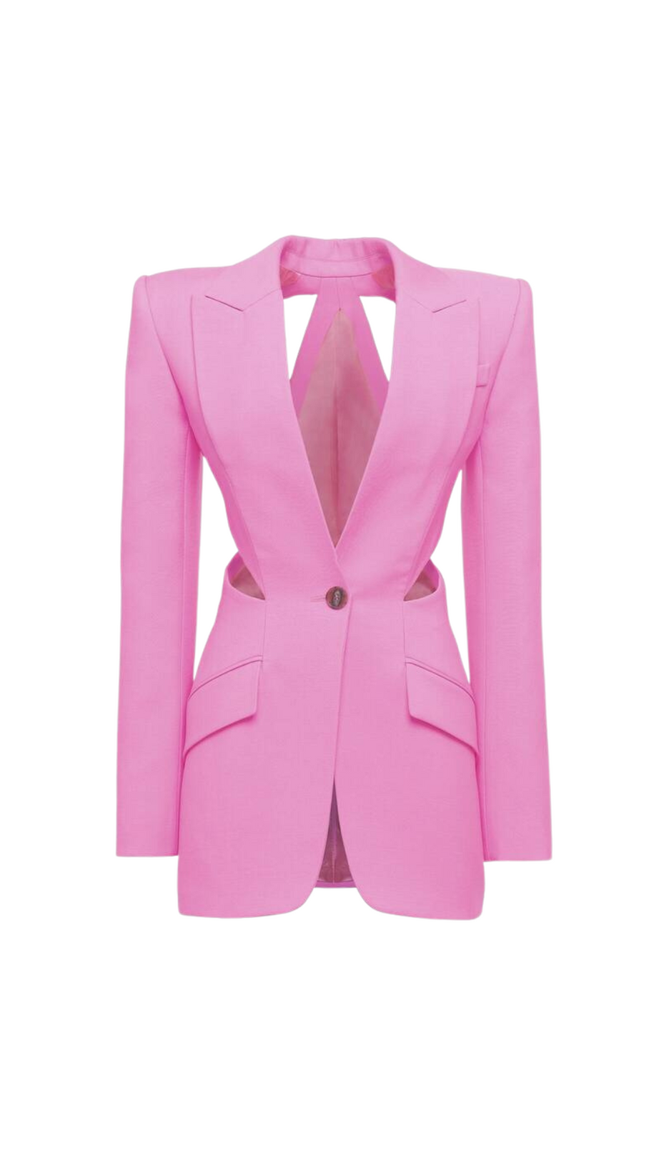 SLASHED SINGLE-BREASTED JACKET SUIT IN PINK