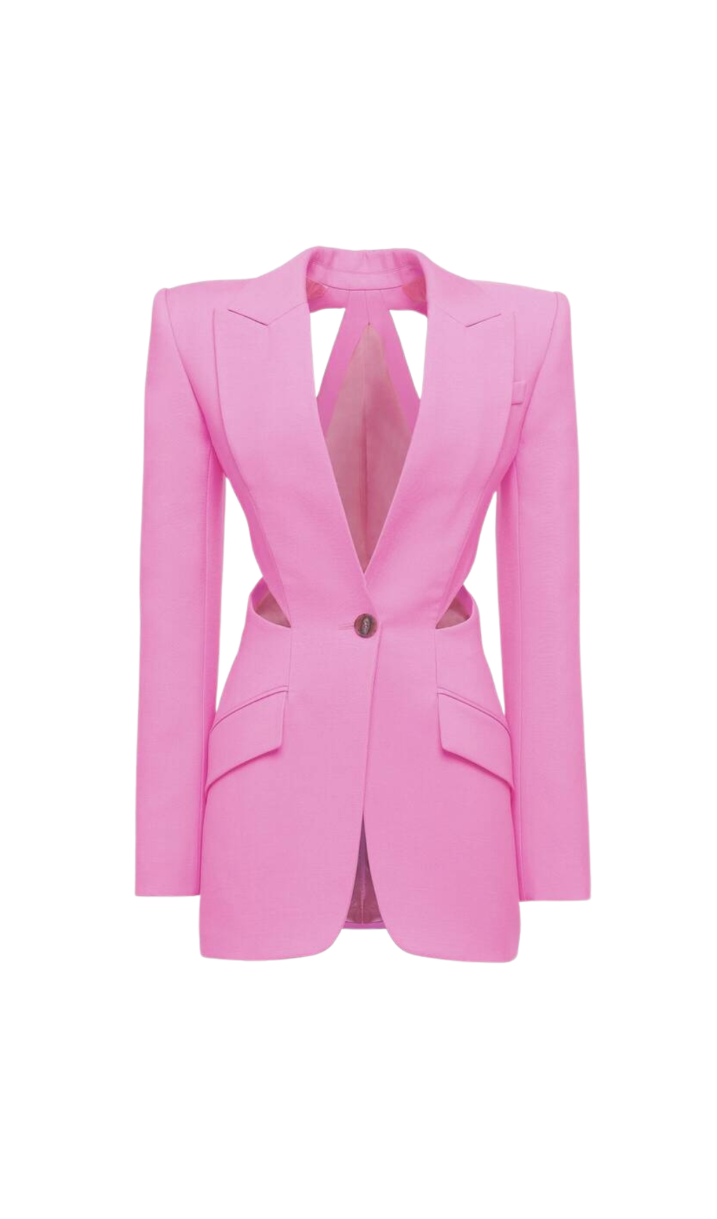 SLASHED SINGLE-BREASTED JACKET SUIT IN PINK