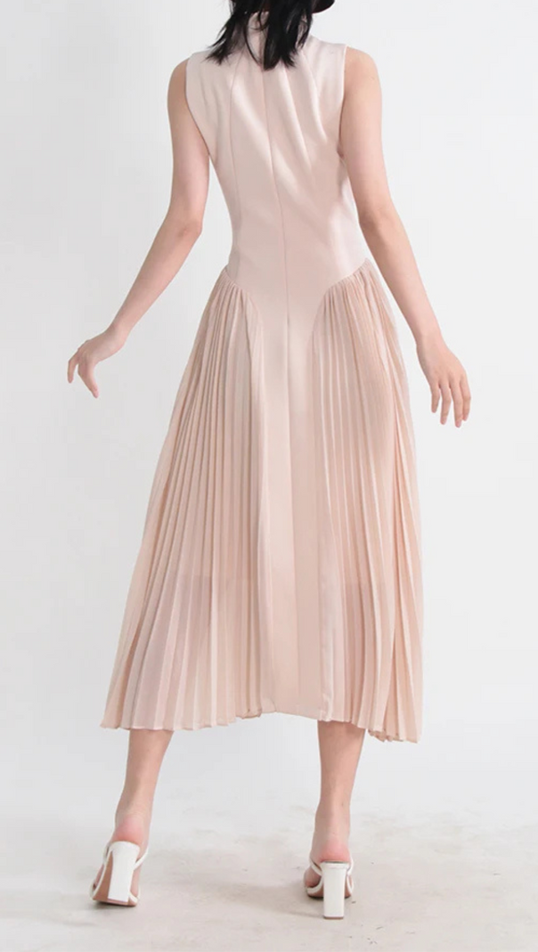 AIIZIE SLEEVELESS KNIT MIDI DRESS WITH PLIES IN APRICOT - product image