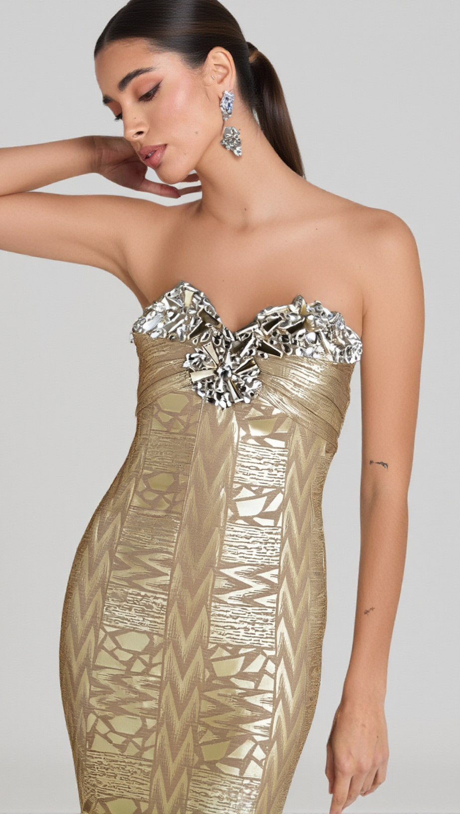 DAPHNE CRYSTAL EMBELLISHED SLEEVELESS STRAPLESS MINI DRESS