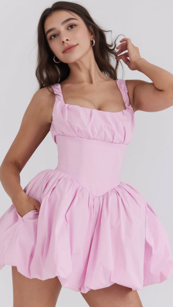 AIIZIE COTTON CANDY COTTON TULLE MINI DRESS IN PINK - product image