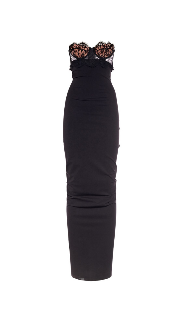 AIIZIE GWENDOLYN STRETCH JERSEY STRAPLESS MAXI DRESS IN BLACK - product image