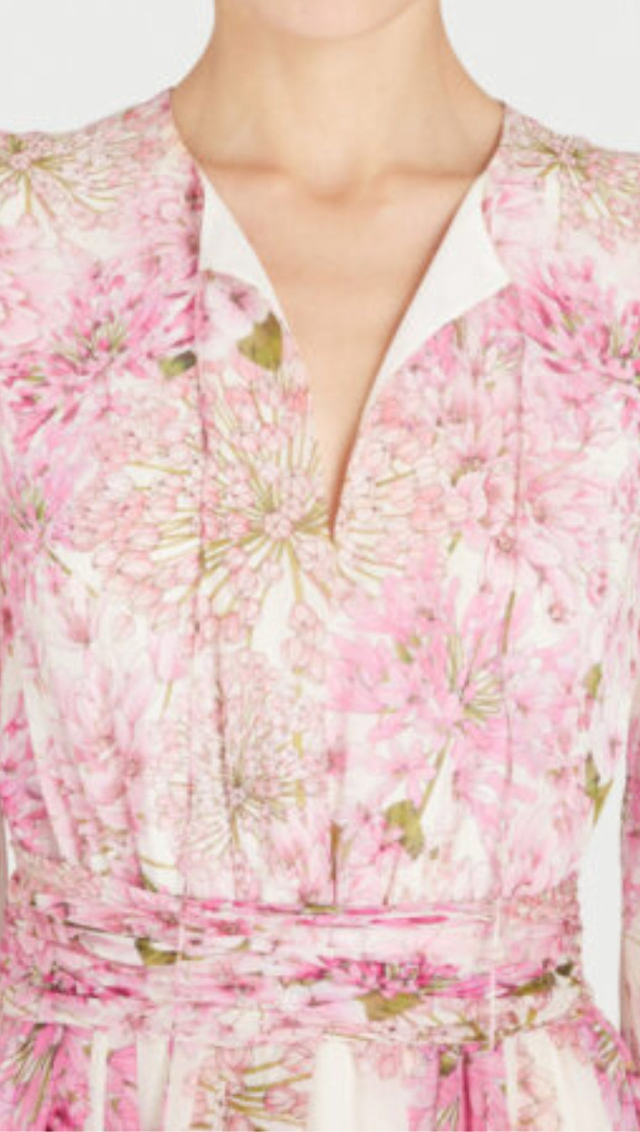 LACE-UP LANTERN SLEEVE FLOWERS PRINT MAXI DRESS