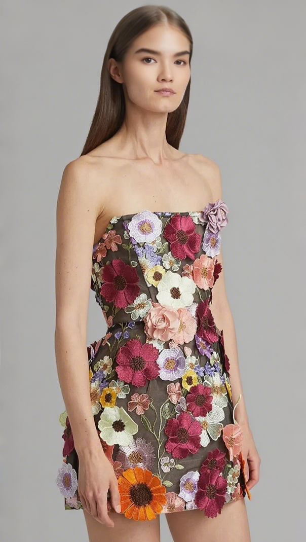 AIIZIE FLORAL STRAPLESS MINI DRESS - product image