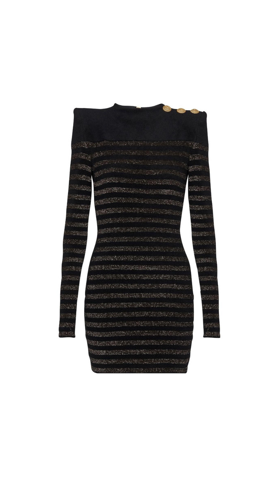 CARLIN JERSEY GESTREIFTES LANGÄRMELIGES MINIKLEID IN SCHWARZ