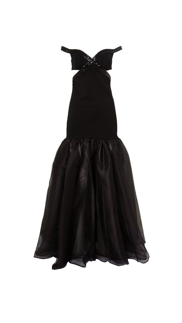 AIIZIE MAUD EMBELLISHED CUTOUT MAXI DRESS IN BLACK - product image