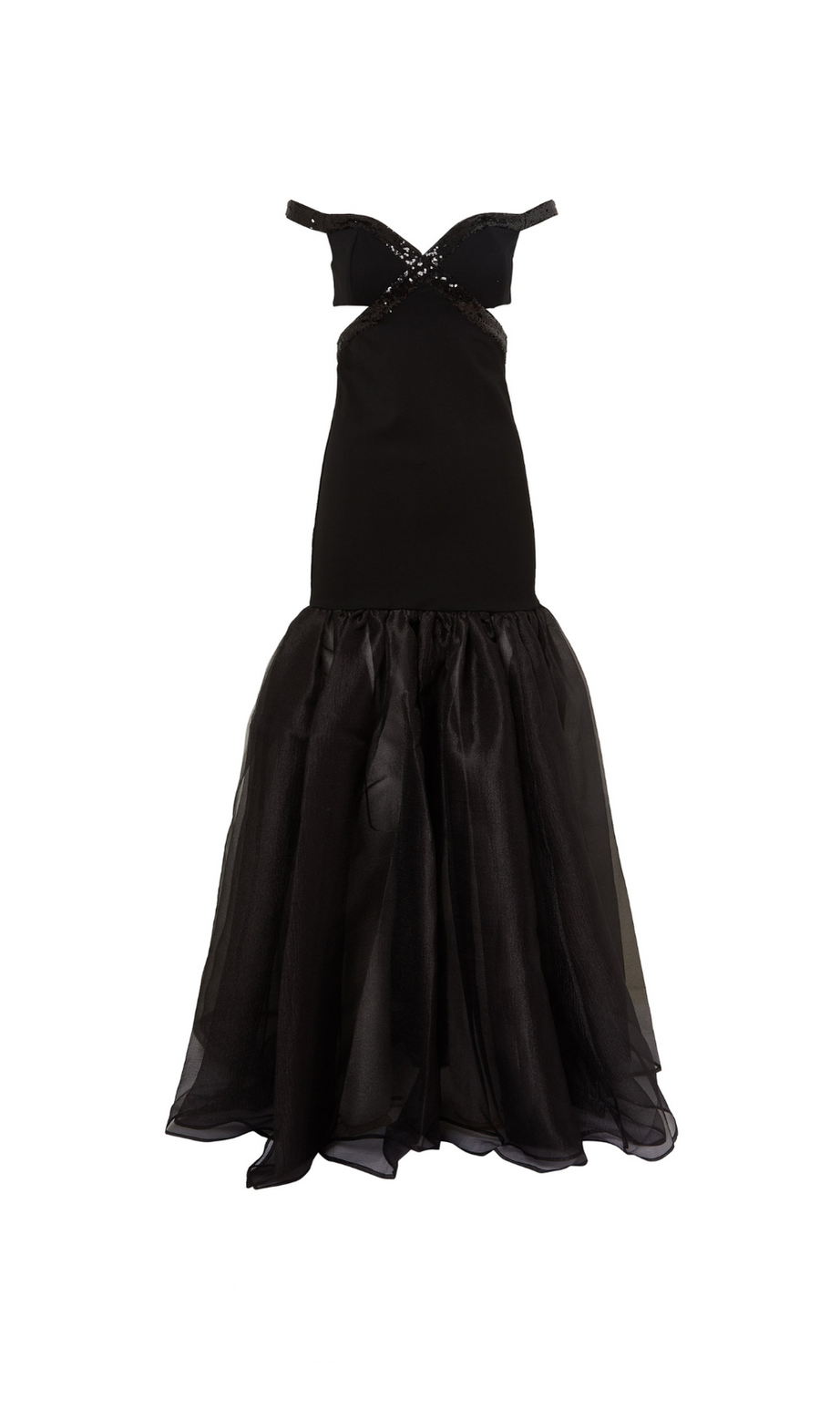 MAUD VERZIERTES MAXIKLEID MIT CUTOUTS IN SCHWARZ