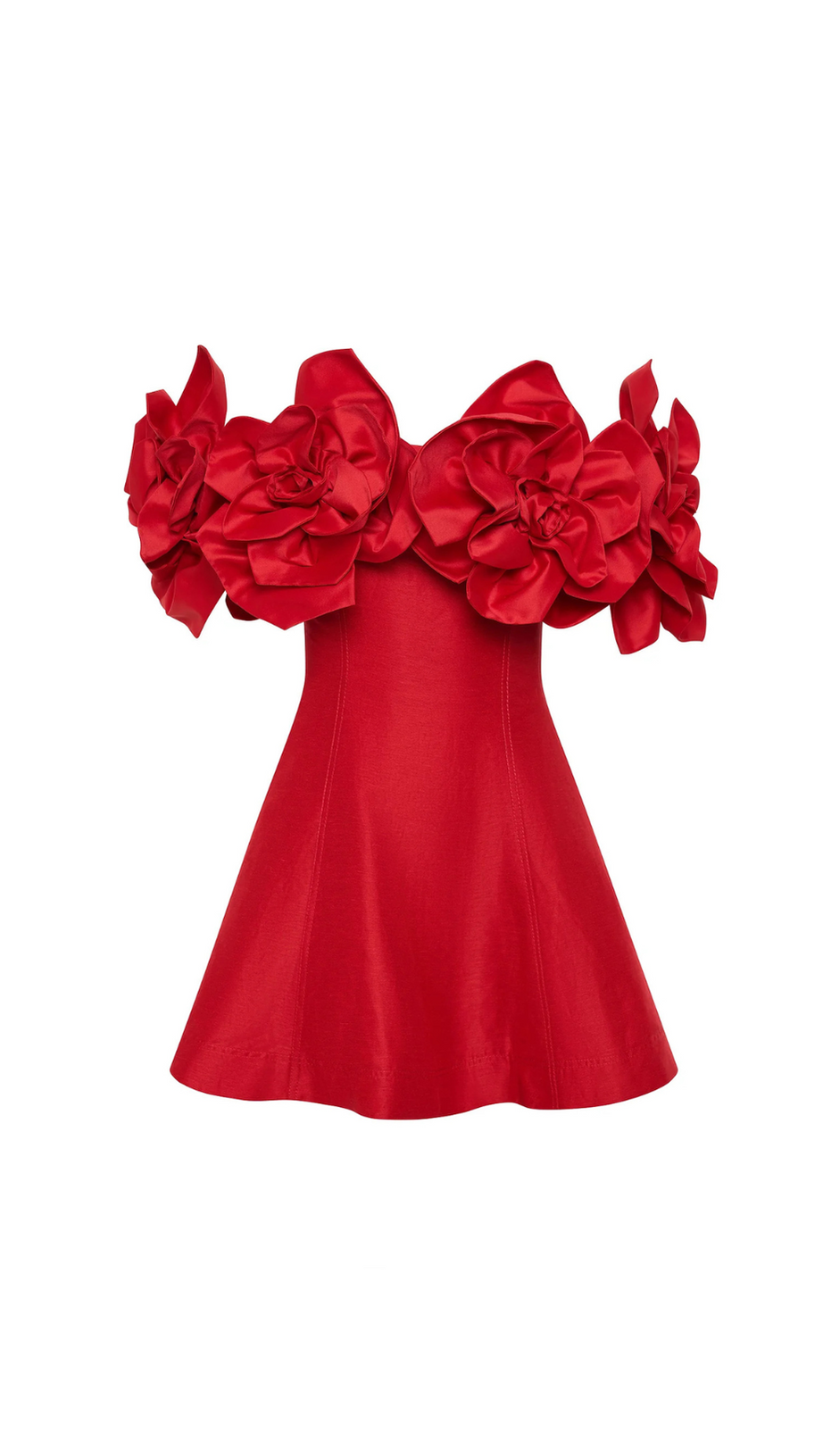 ETTA FLOWER STRAPLESS MINI DRESS IN RED