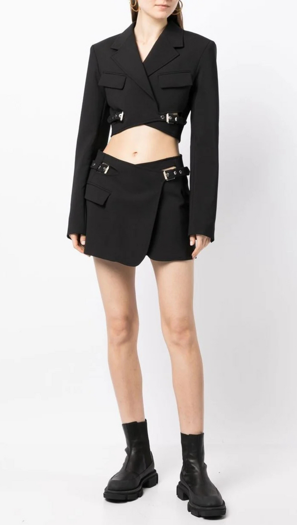 AIIZIE JAYLA CROPPED CUTOUT BLAZER IN BLACK - product image