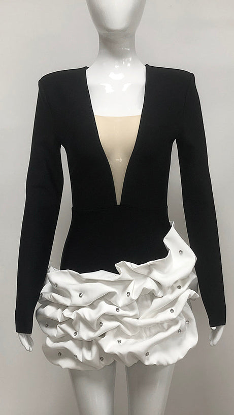 TRACY OCEAN WAVES LONG SLEEVE MINI BLAZER DRESS