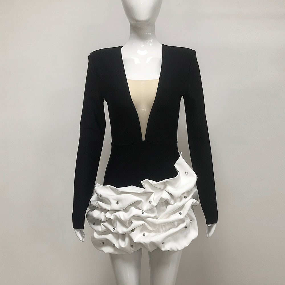AIIZIE TRACY OCEAN WAVES LONG SLEEVE MINI BLAZER DRESS - product image
