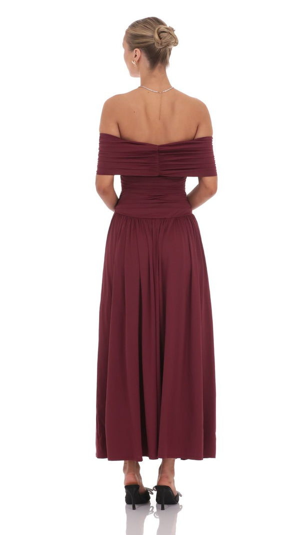 AIIZIE SABINA BODYCON STRAPLESS MAXI DRESS IN BRICK RED - product image