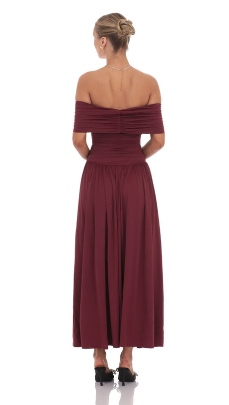 SABINA BODYCON STRAPLESS MAXI DRESS IN BRICK RED