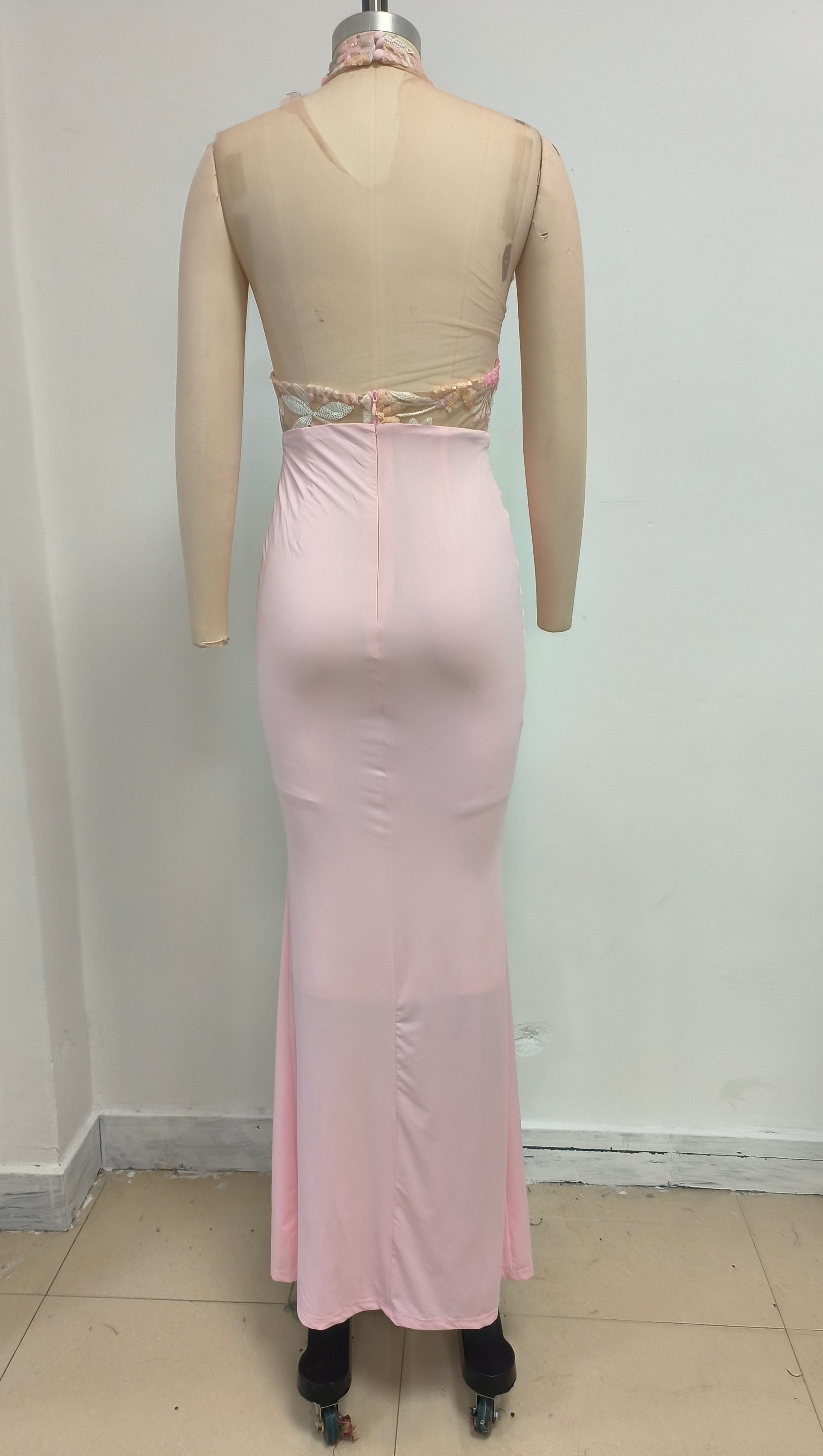 AIIZIE HALTER NECK PEACOCK PINK FISHTAIL SKIRT - product image