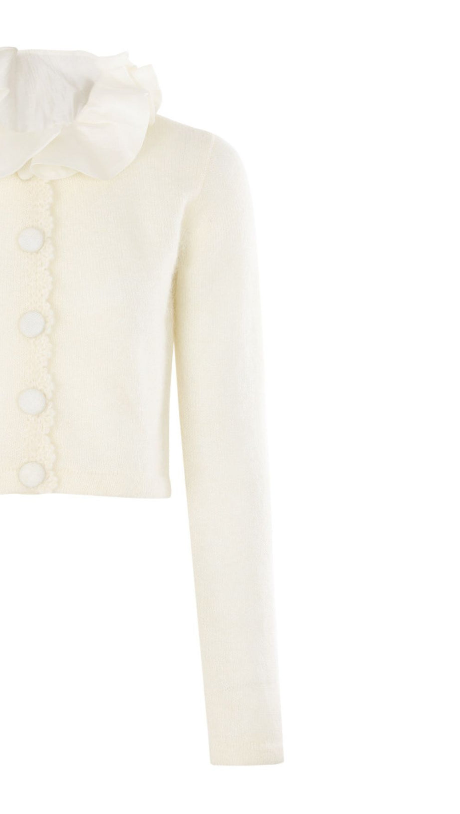 Jacques Ruffle Collar Cropped Knit Cardigan - Elegant Women's Sweater