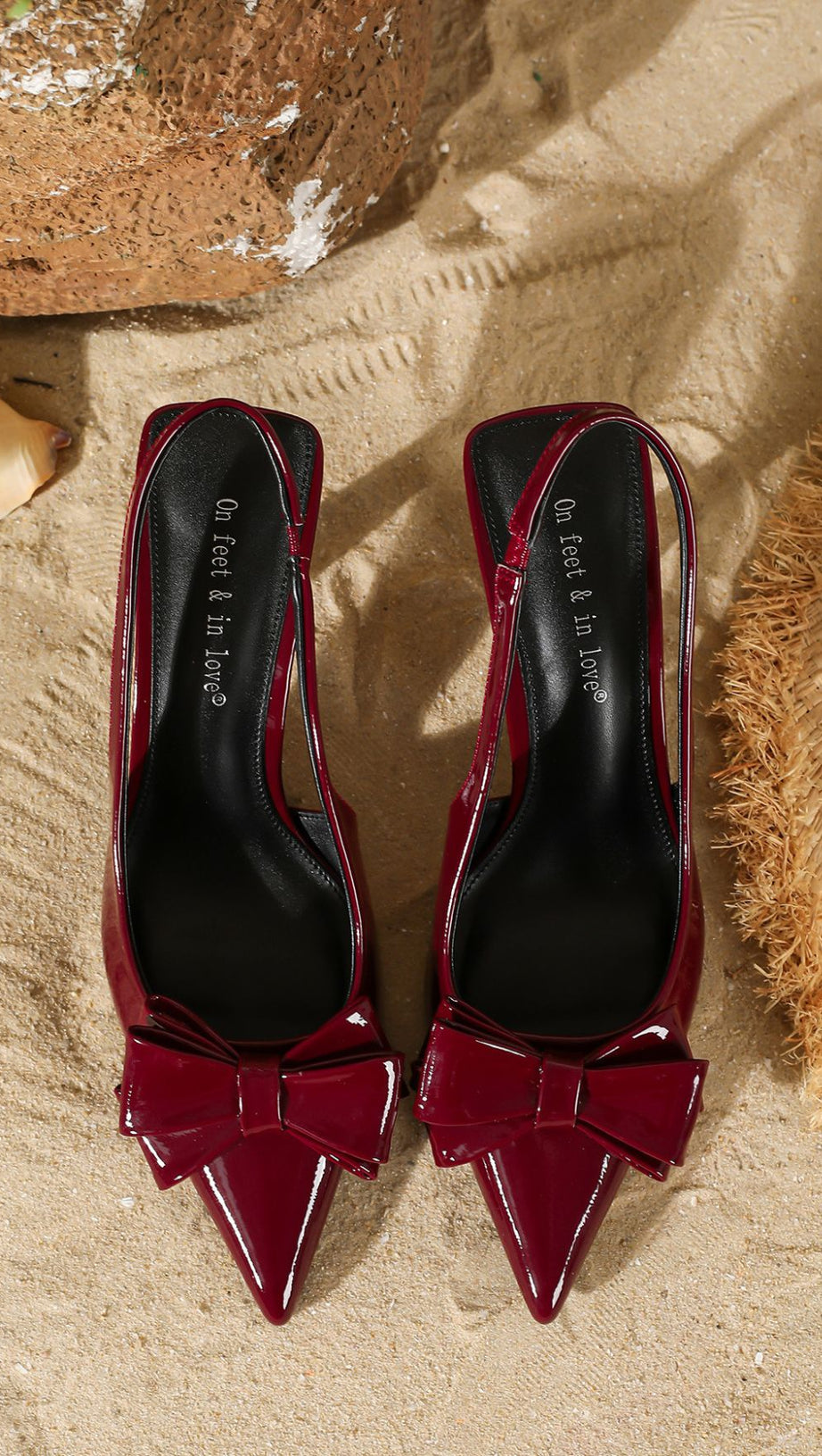 HAKIM RED PATENT BOW SLINGBACK HEELS | CHIC STILETTOS