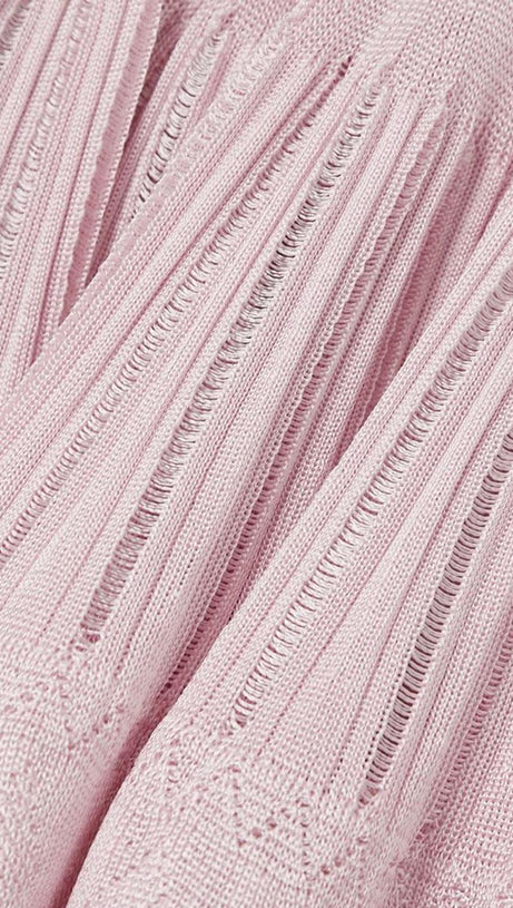 RIBBED POINTELLE KNIT MINI DRESS IN PINK