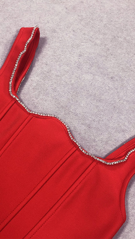 Zweiteiliges Korsettkleid mit Kristallherz in Rot