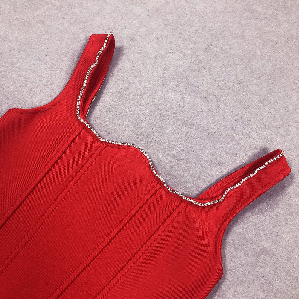 AIIZIE CRYSTAL HEART CORSET TWO PIECE DRESS IN RED - product image