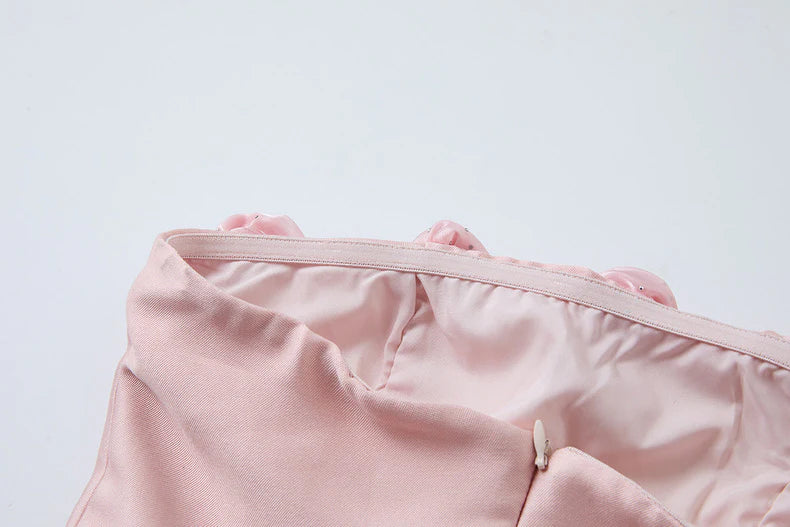 ABITO CORTO SENZA SPALLINE TINA FLOWER ROSA