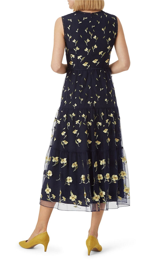 AIIZIE BETHANY FLORAL PRINT MIDI DRESS IN BLACK - product image