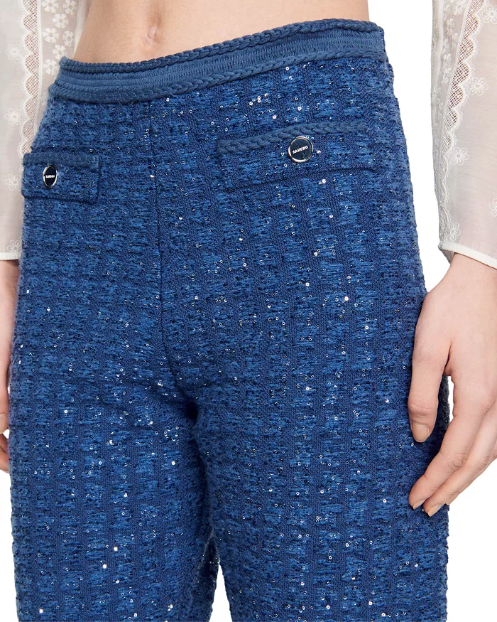AIIZIE PALMIRA TWEED TROUSERS IN BLUE - product image