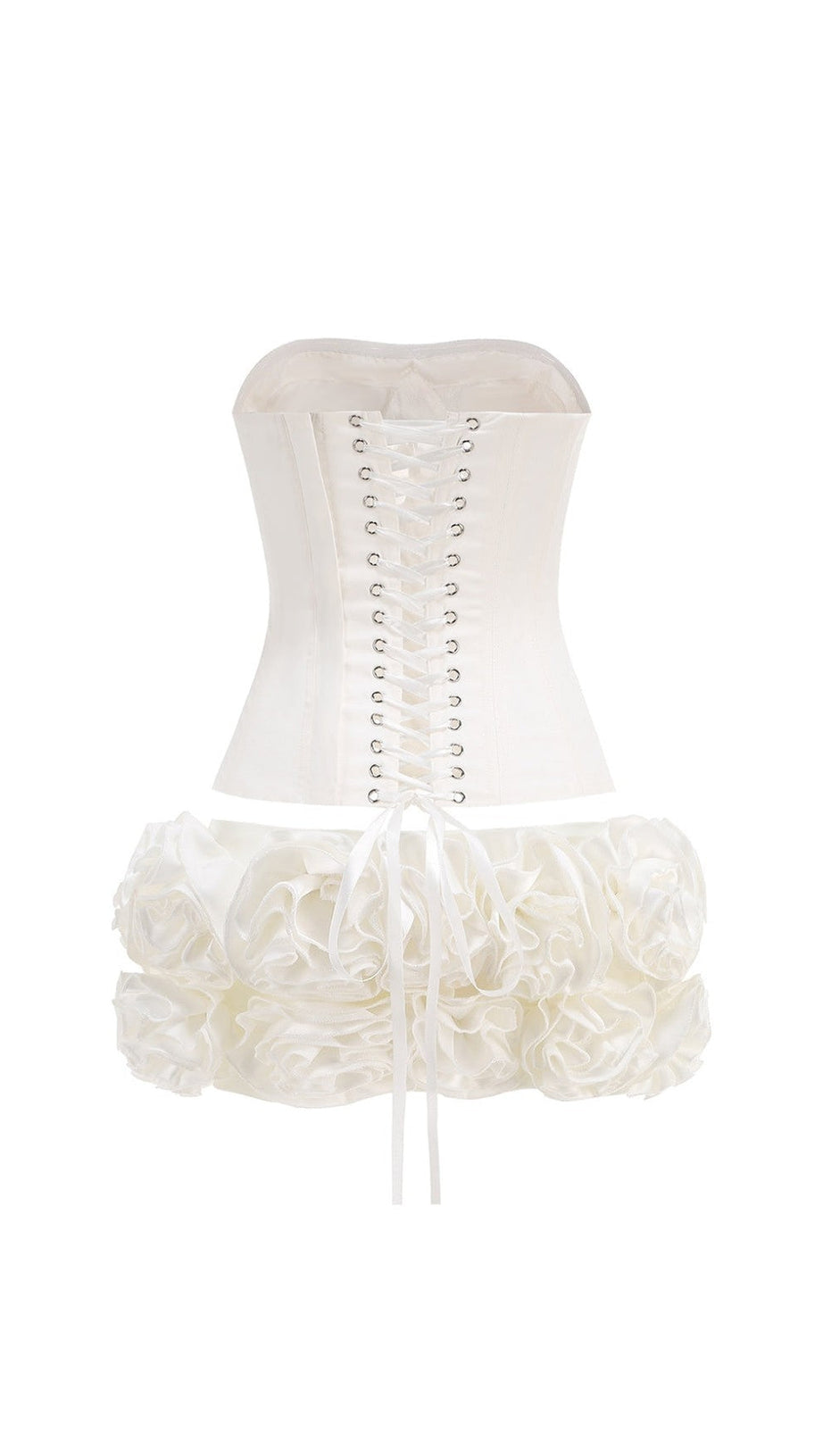 CLEGG WHITE CORSET FLOWER TWO-PIECE SET