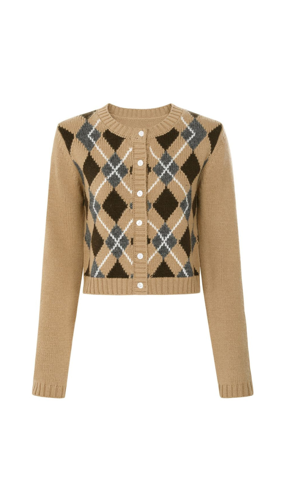 Jeffery Women's Cropped Argyle Knit Cardigan - Timeless Chic & Cozy