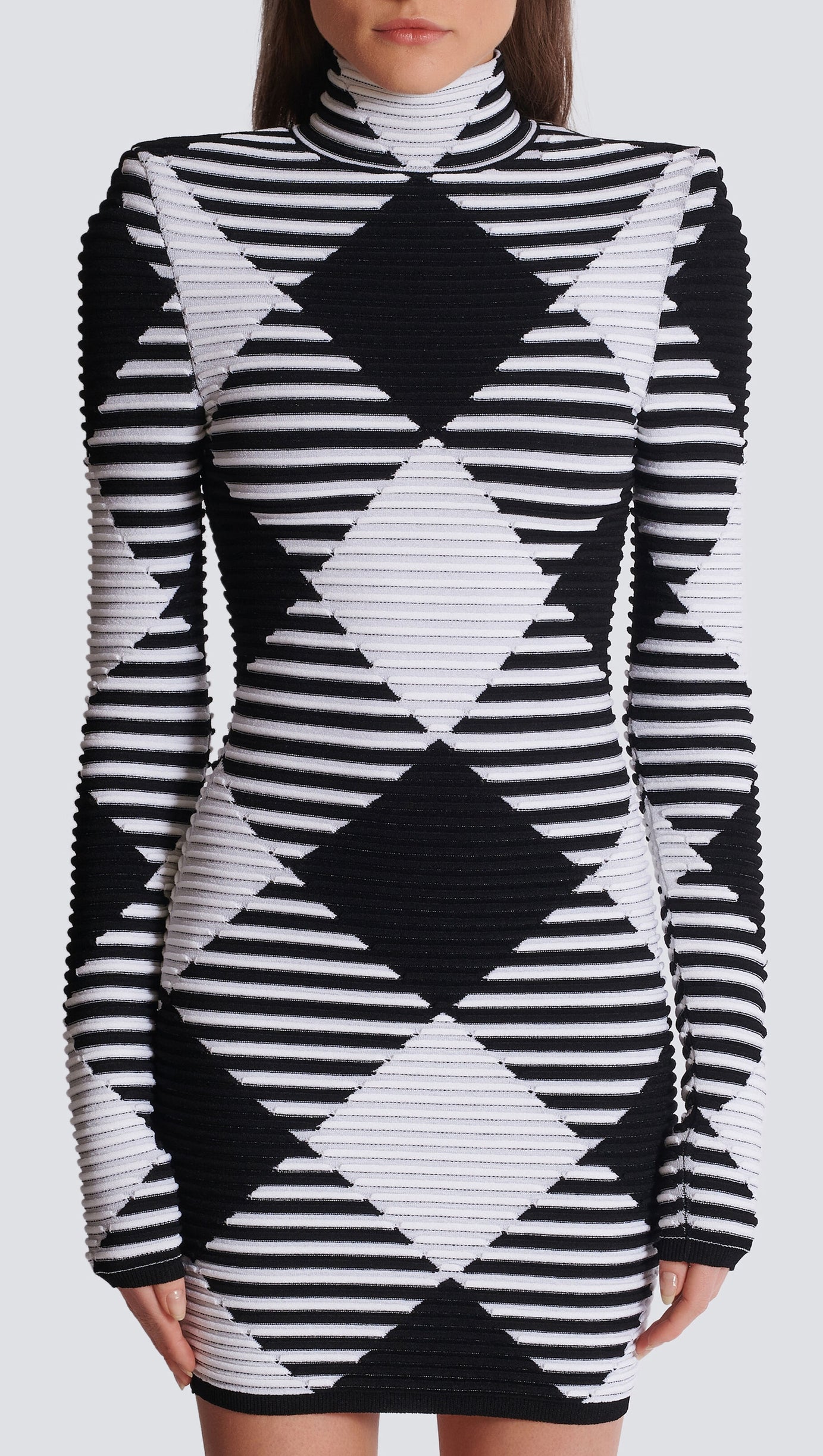 MINI ABITO IN MAGLIA A QUADRETTI ARROTOLATI