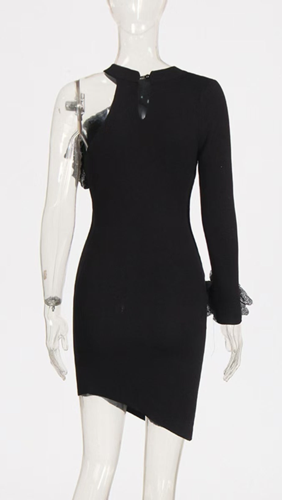 CYANNE BLACK ONE SHOULDER FLOWER MINI DRESS