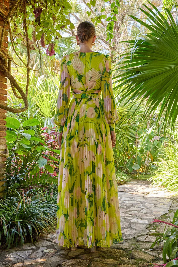AIIZIE YELLOW LONG-SLEEVED FLORAL MAXI DRESS - product image