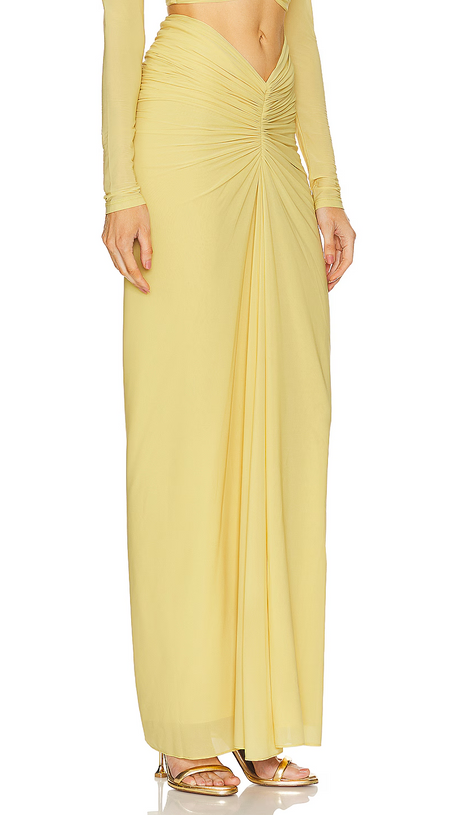 CUT OUT BODYCON BANDAGE MAXI DRESS IN YELLOW