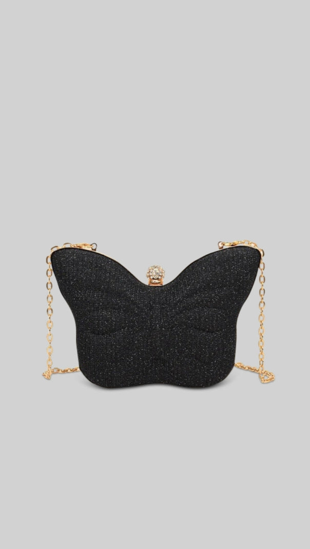 AIIZIE BUTTERFLY SPARKLY CLUTCH - BLACK - product image