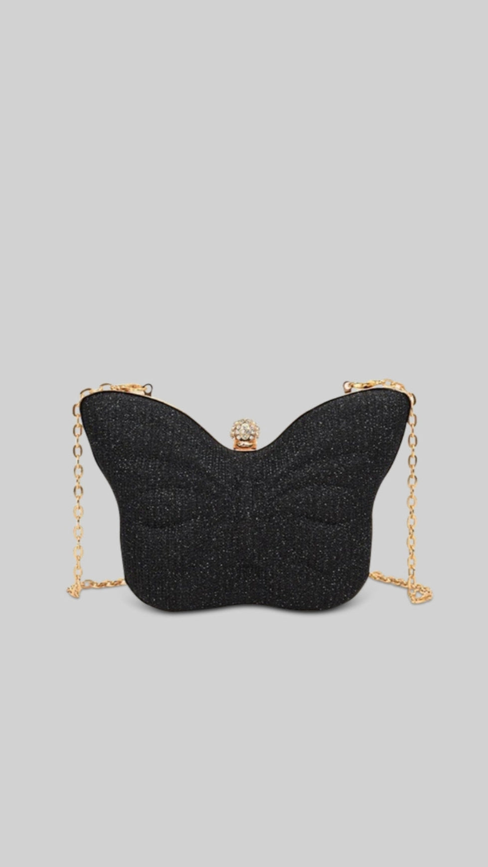 BUTTERFLY SPARKLY CLUTCH - BLACK