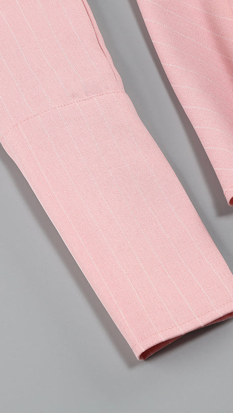 PUFF-KLEID MIT LANGEN ÄRMELN UND KRISTALLKORSETT IN A-LINIE IN PINK