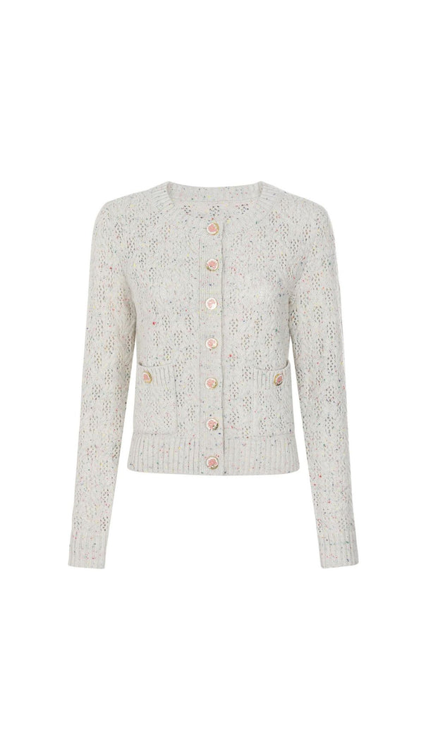 AIIZIE Juliet Chic Floral Knit Button Cardigan - Soft Pink & Versatile for Women - product image