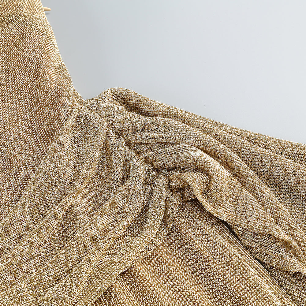 AIIZIE ONE-SHOULDER DRAPED BODYCON MAXI DRESS IN KHAKI - product image