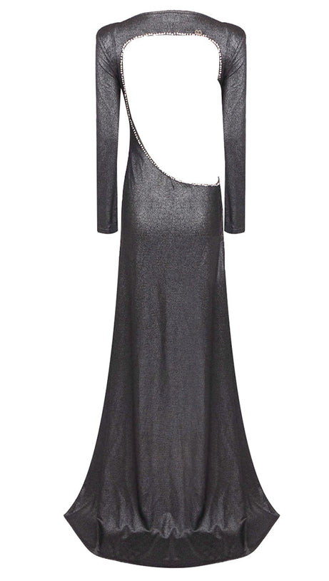 CUT OUT BACKLESS GOWN IN BLACK