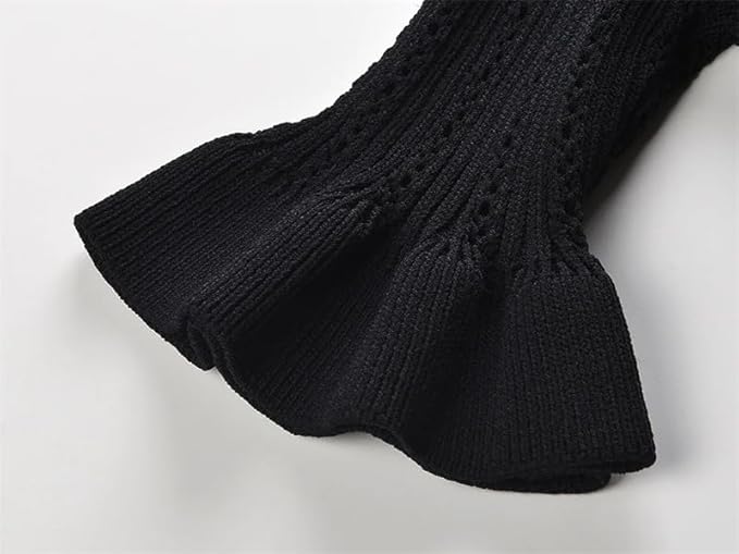 URSULA BLACK KNIT PEPLUM MINI DRESS