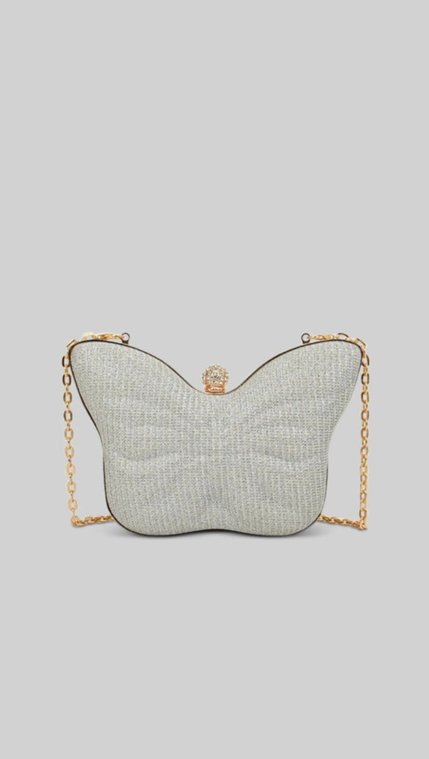 AIIZIE BUTTERFLY SPARKLY CLUTCH - SILVER - product image