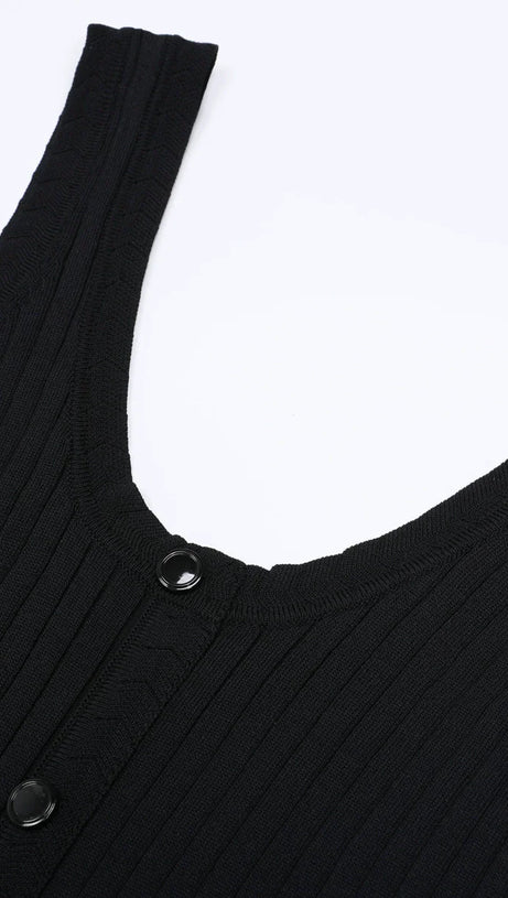 Jackie Black Ribbed Knit Maxi Dress & Cardigan Set - Effortless 2-Piece Style